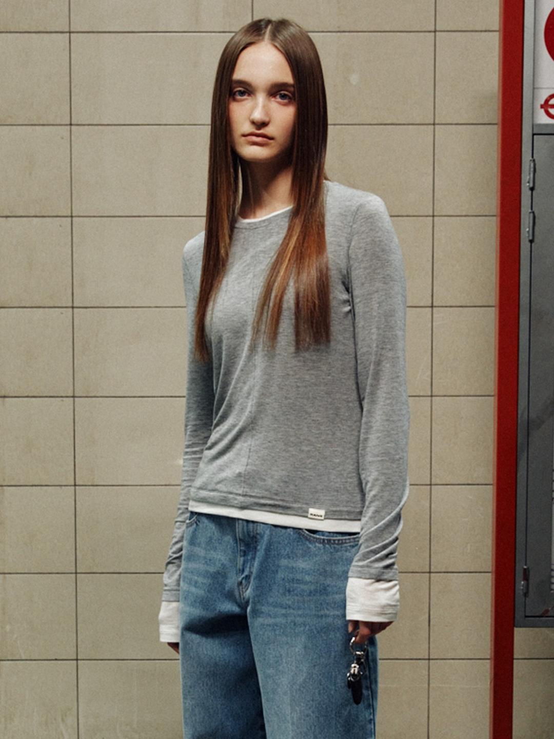 (2/10 예약배송) (컬러추가) Solid Double-Layered T-Shirts VW5AE133_4color