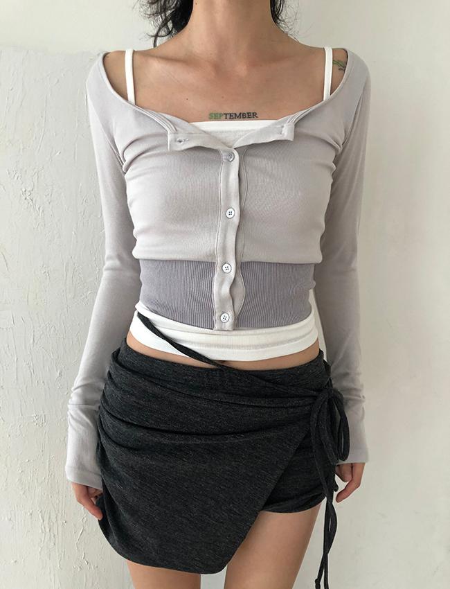 더에펠 [2set] 포버 유넥 슬림 나시 가디건 세트 (3color)