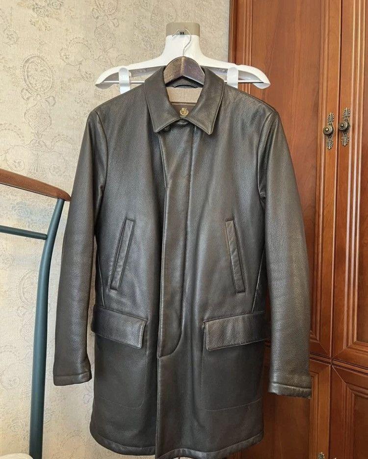 Loro Piana Leather and Cashmere Pocket Detail Coat Jacket