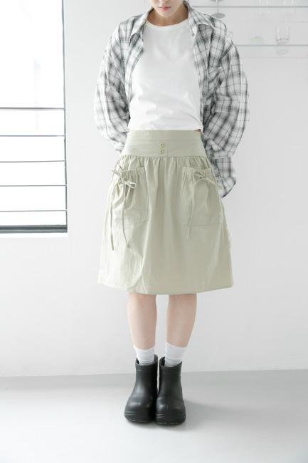 button ribbon midi skirt(3colors)