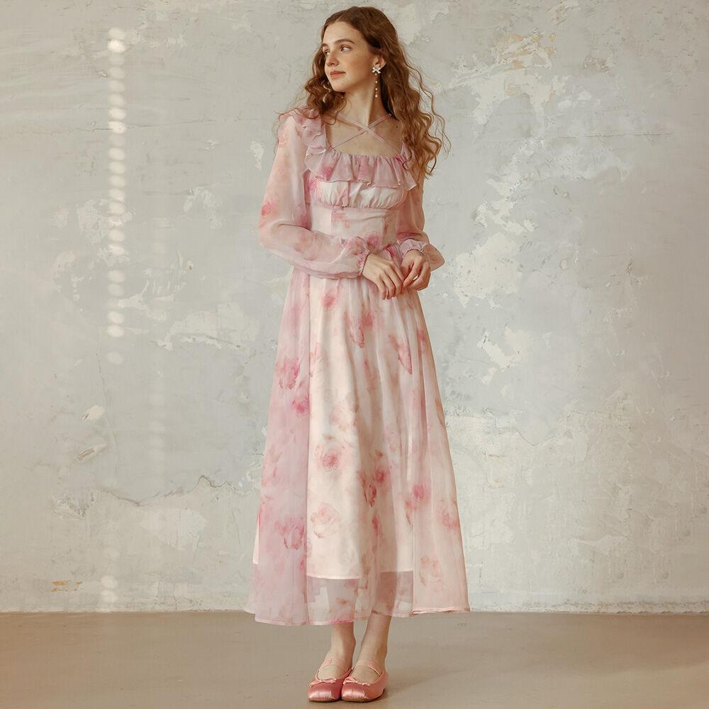DD_Pink fairy lotus chiffon dress