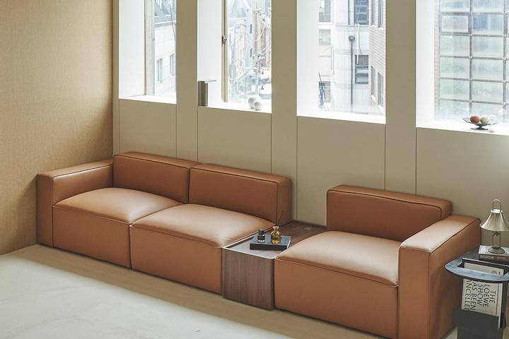 NEW 모데라토 모듈형 천연 면피 가죽소파 4인용 일반형