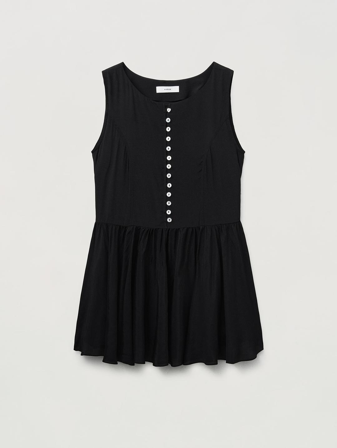 Frill button point layered blouse_black