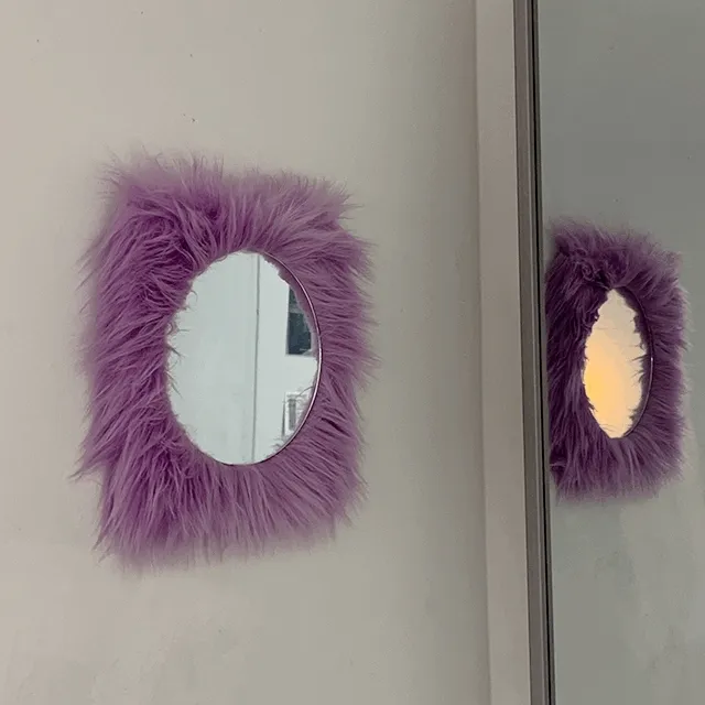 (light purple) cooing fur mirror 벽걸이 퍼 미러 거울 (6colors)
