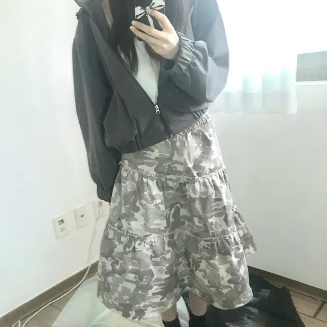 카모플라쥬 코튼 롱 스커트 / camo cotton sk