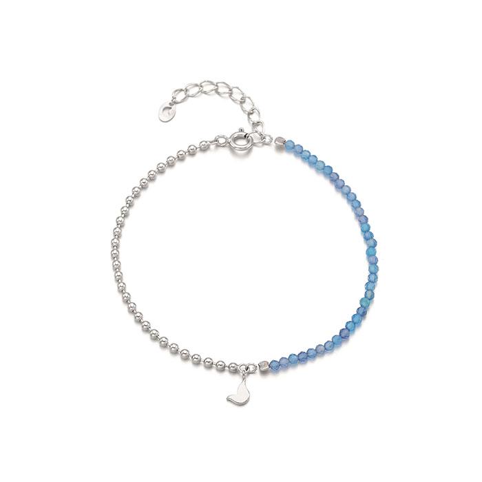 실버화이트 블루 칼세도니 팔찌 TBSSVW13456M