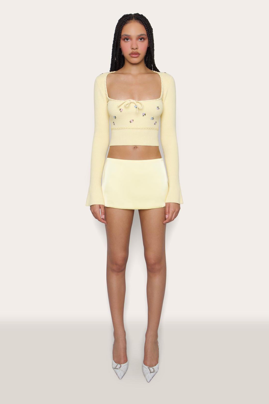 SATIN MINI SKIRT - PALE YELLOW / XXS