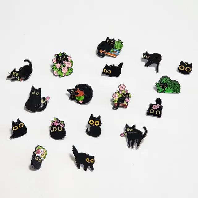깜고 검정 고양이 뱃지 17종 동물 뱃지 브로치 / 에코백 가방 배지 뱃지 패션 브로치 캐릭터 뱃지 브로치 핀뱃지 귀여운 뱃지 친구 선물