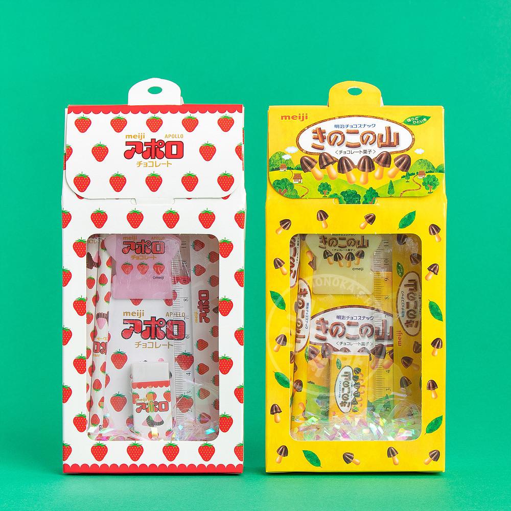 [과자 시리즈] 과자 문구 세트 아폴로 & 버섯동산