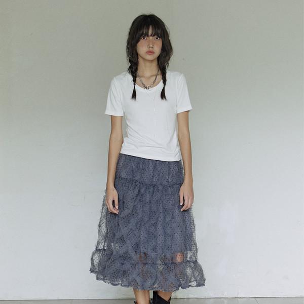Polka dot frill skirt / Grey
