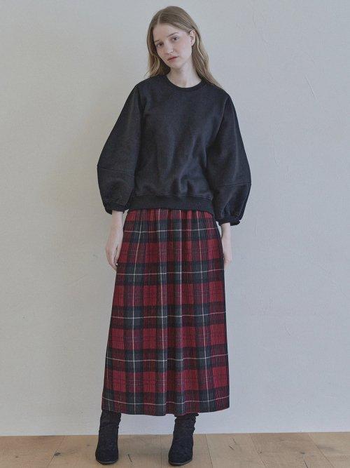 Tartan Check Pleated Maxi Skirt - RED