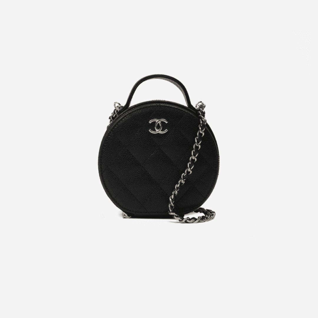 Chanel Small Vanity With Chain Grained Calfskin & Gold Black