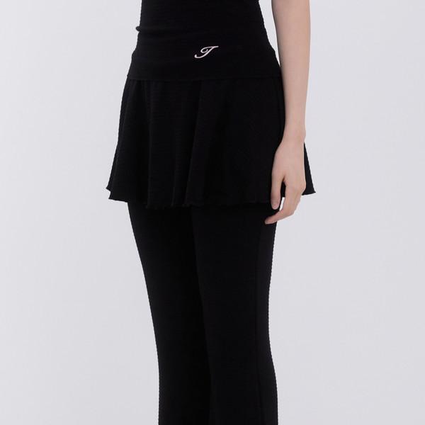 Soft Stripe Skirt Bootcut Pants (BLACK)