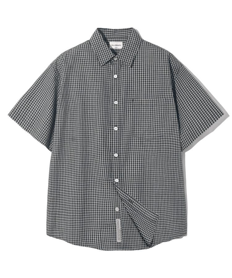 로우키 체크 하프 셔츠-블랙