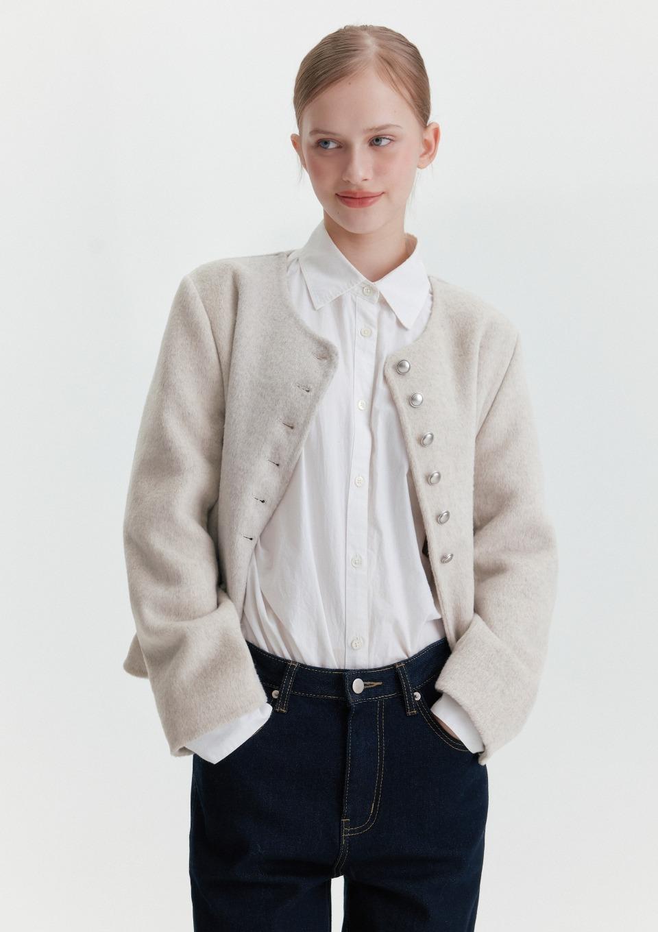 울 버튼 핸드메이드 자켓(MAGAJK01MOT)