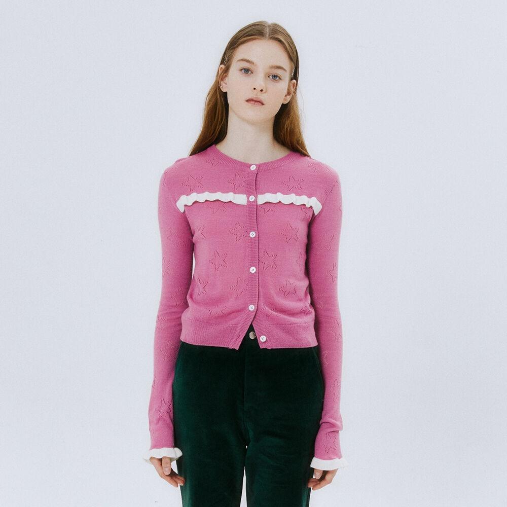 STAR PUNCHING KNIT CARDIGAN (PINK)