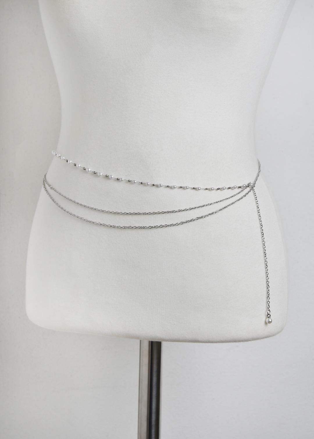 WHITE PEARL CHAIN BELT