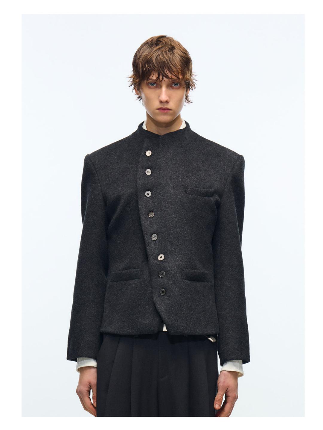 Stand collar sheep wool jacket