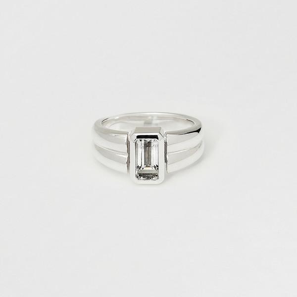 Emerald Cut Natural White Topaz Ring