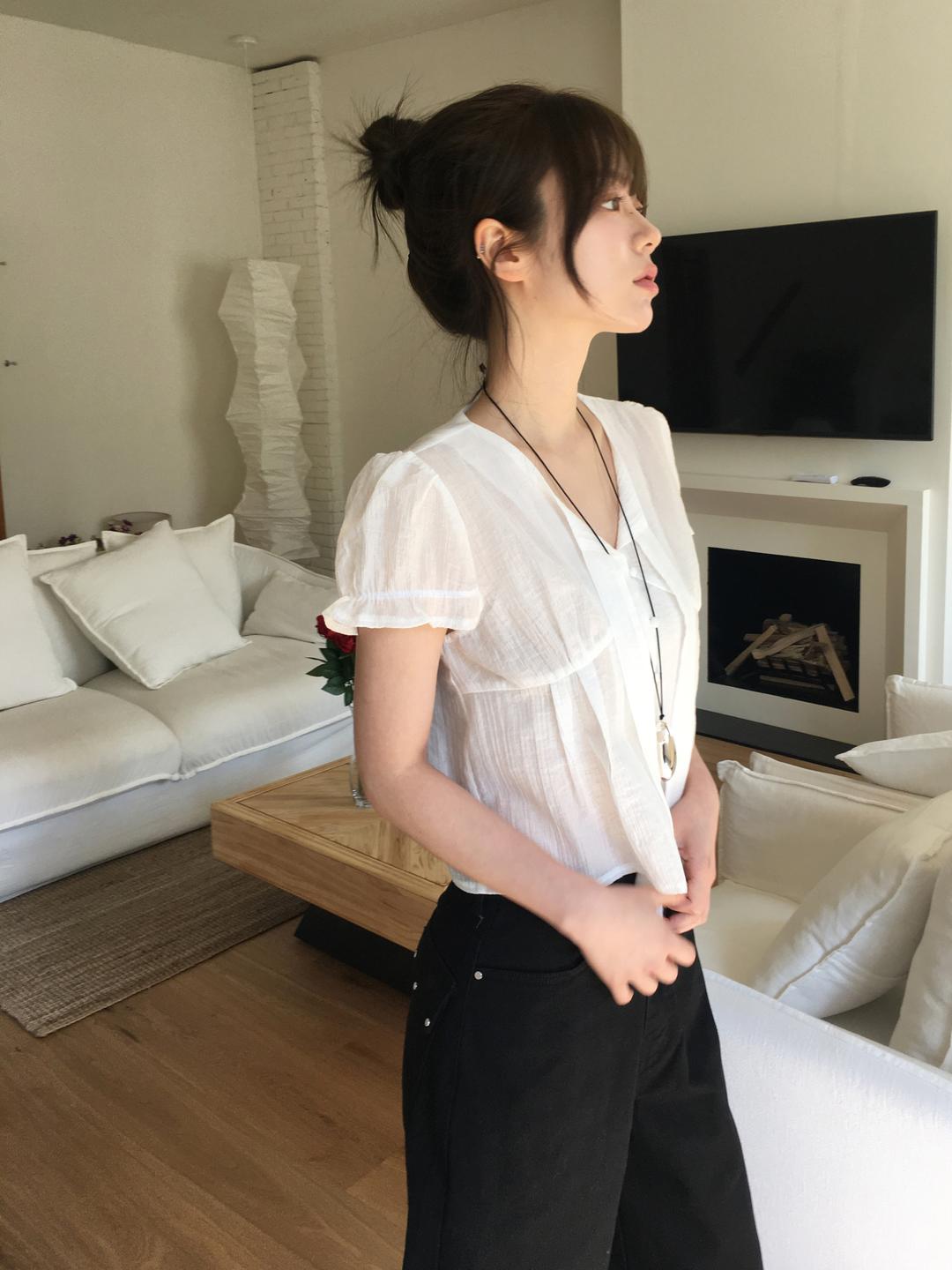 노비야카 Your tie blouse (Ivory, black) *주문시5일소요