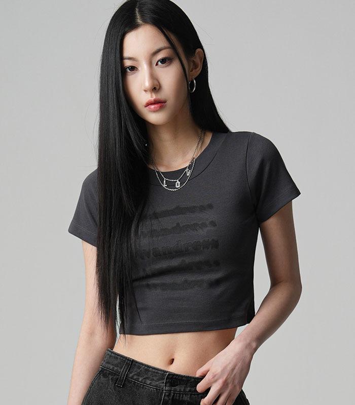 Backdress Crop T-shirt CHARCOAL