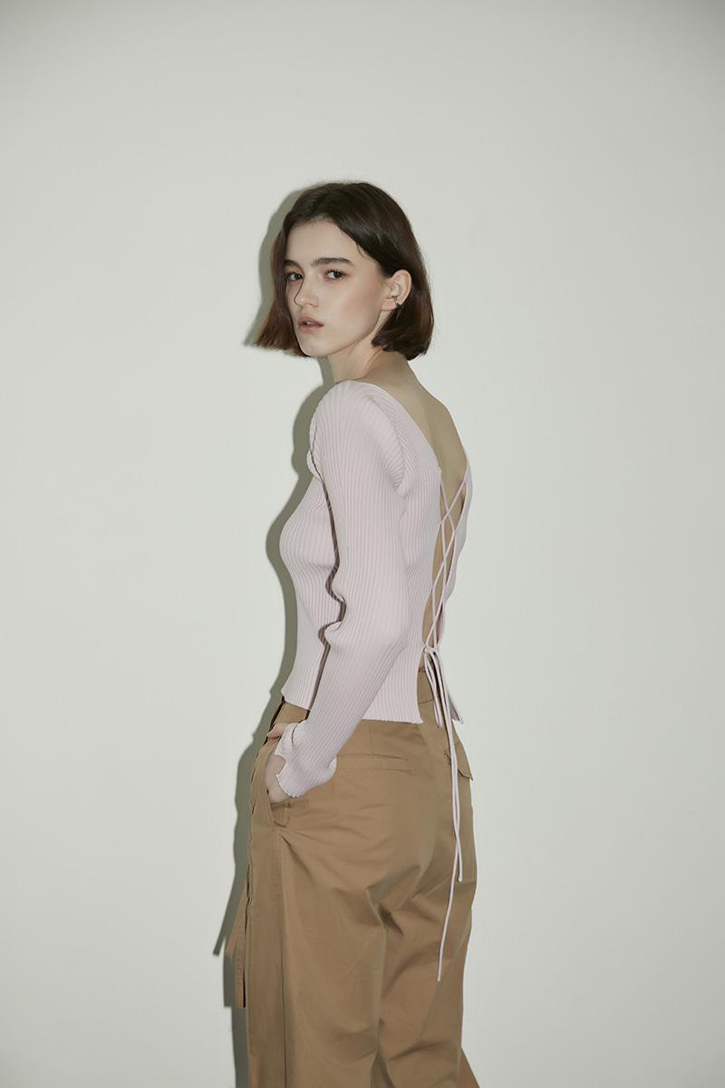 cutout knitted top (pink)