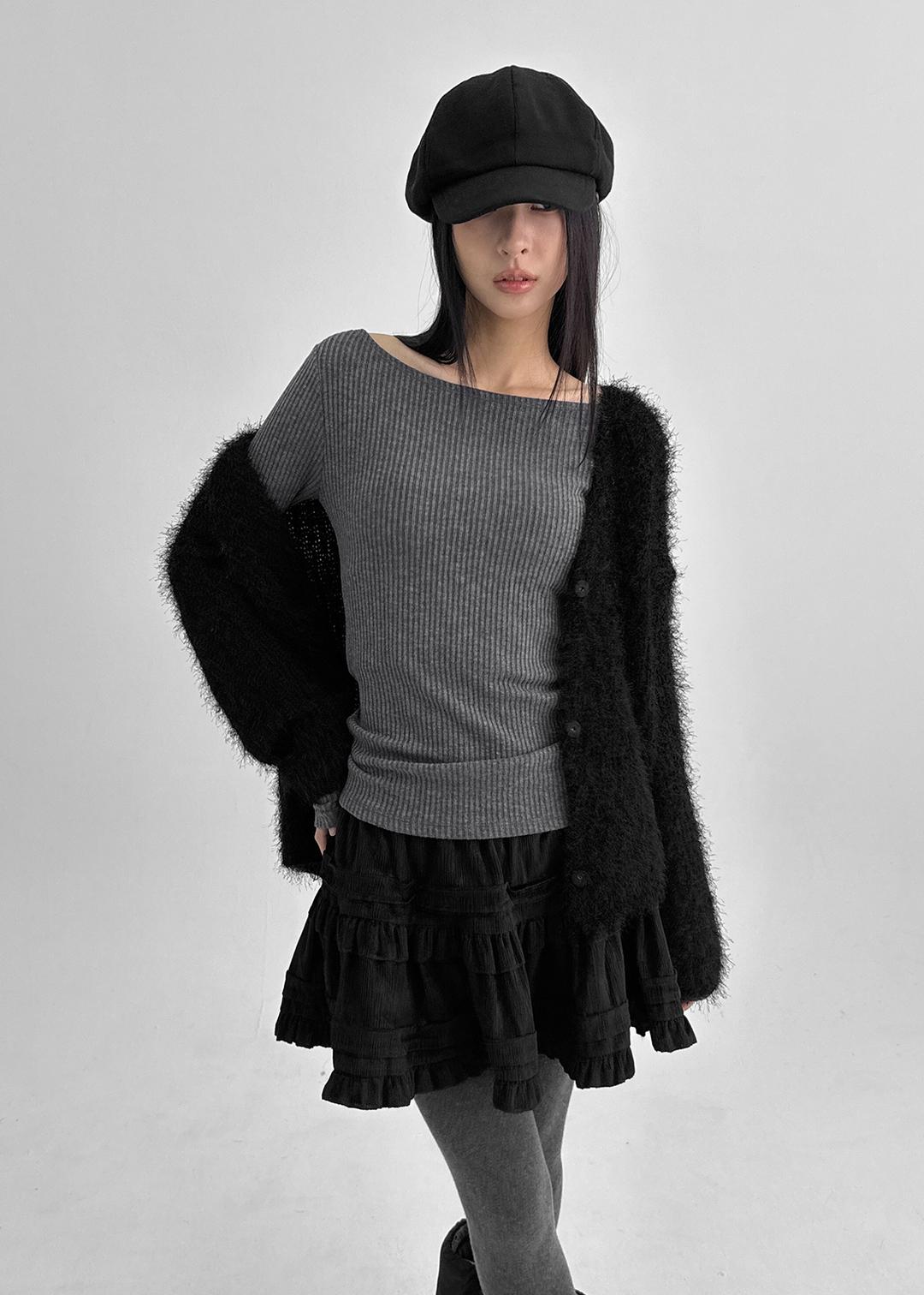 블랙업 프레온 루즈핏 퍼가디건