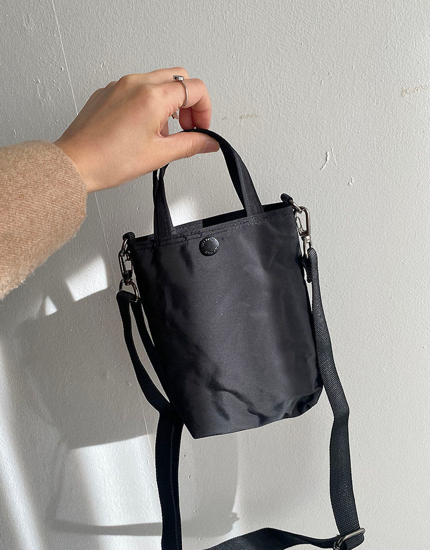 국산 심플 나일론 미니 핸드폰가방 프라원단 스퀘어 투웨이 토트 버킷 크로스백