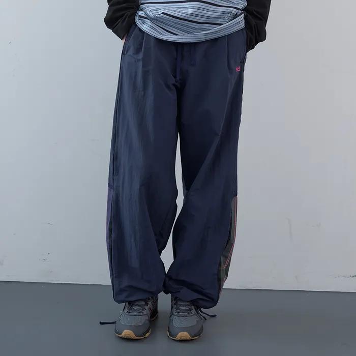 체크 블럭 트랙 팬츠 (Navy)