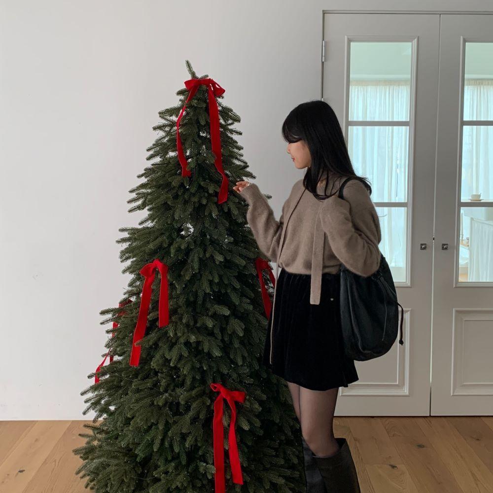 V-NECK MUFFLER KNIT TOP MOCHA