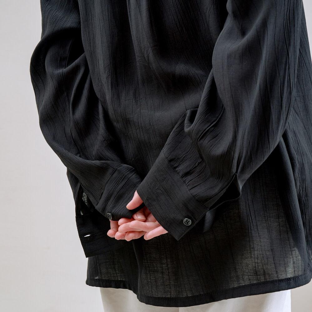 썸머 플리츠 오버 셔츠_Black
