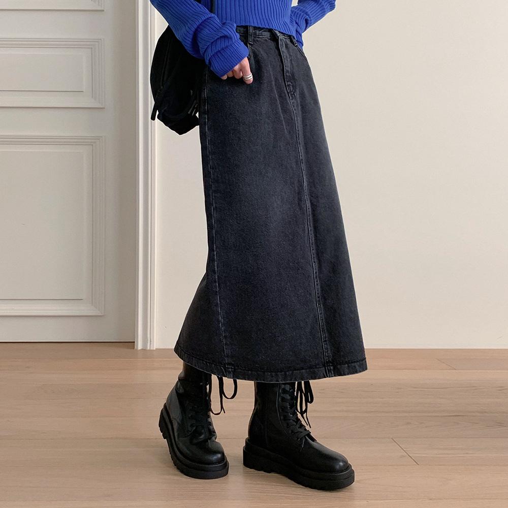 웨리얼 데님 롱스커트