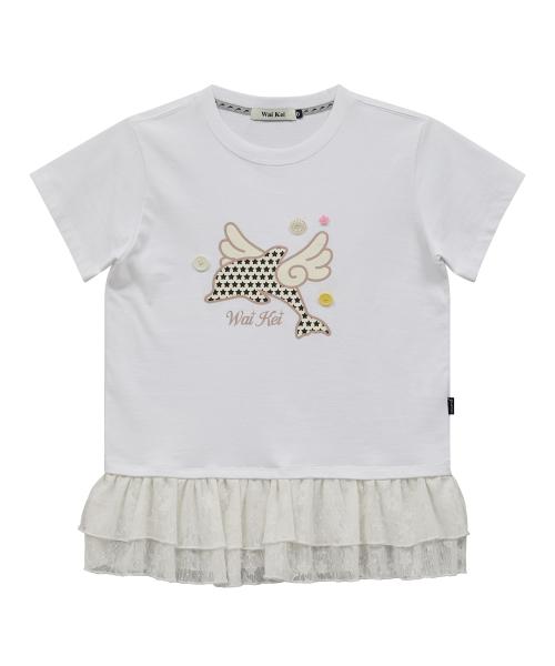 엔젤 돌핀 레이스 레이어드 반팔티셔츠 화이트