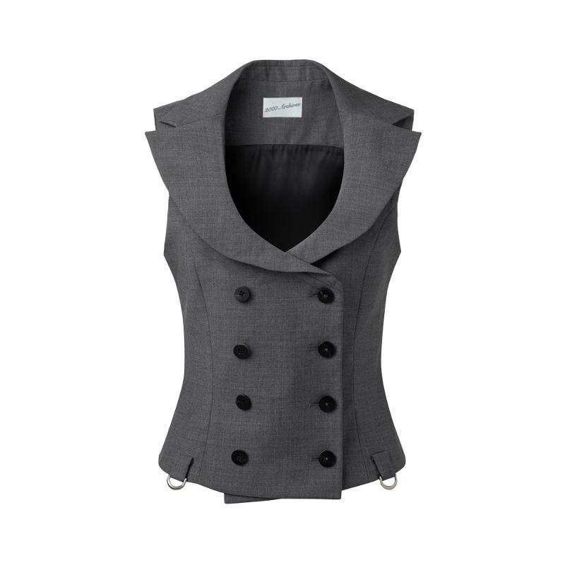 OFFICE BUTTON UP VEST (DARK GREY)