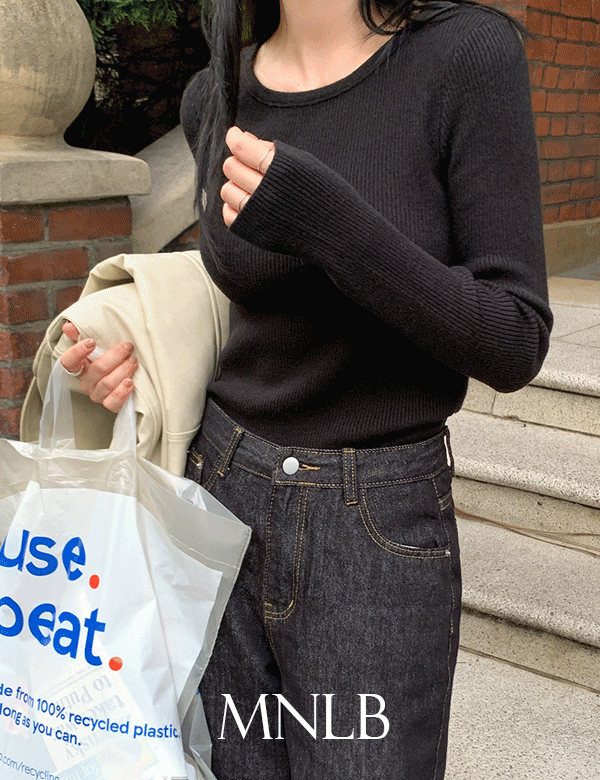 미니뽕 🌱[4천장돌파/기본니트/라운드니트][직진배송][MNLB] 메이 소프트 골지 슬림 라운드넥 니트