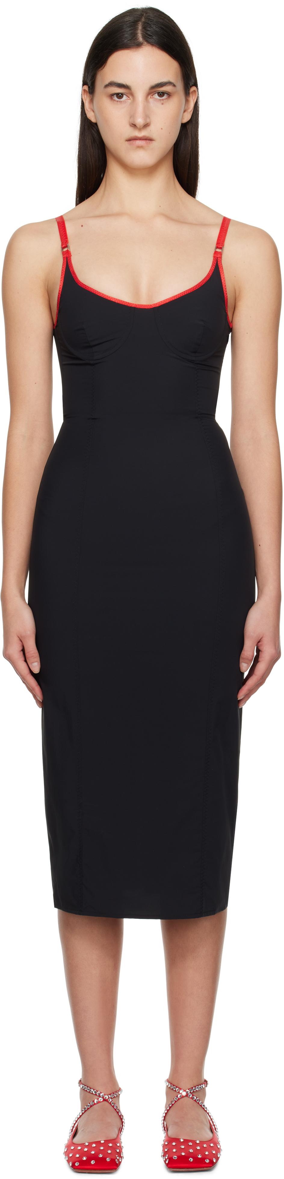 블랙 & 레드 파커 미디 드레스