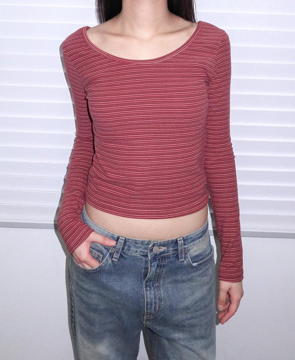 단가라 유넥 겉기모 티셔츠