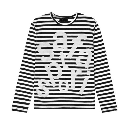 TICKETING STRIPE BORDER TEE (WHITE)