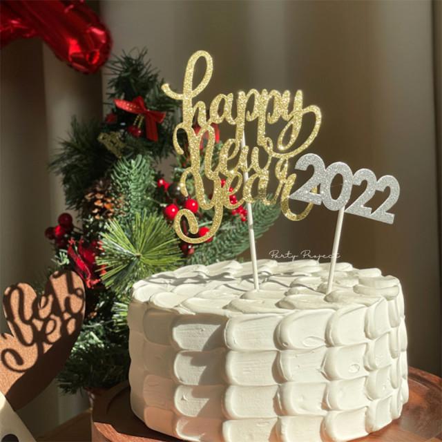 크리스마스 연말 신년 2022 해피뉴이어 케이크 장식 데코 픽 토퍼 : 파티프로젝트1659