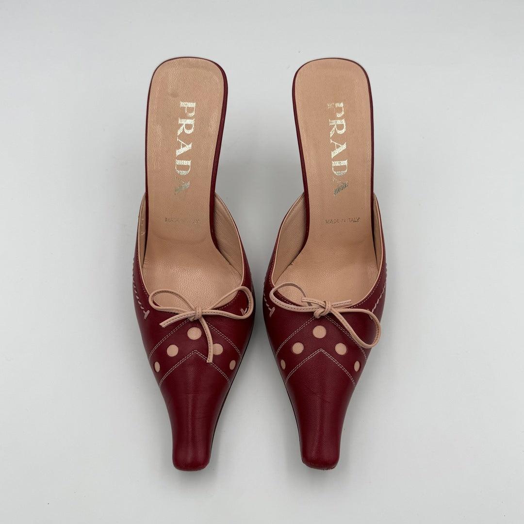 Archive Prada Red Bow Kitten Heels