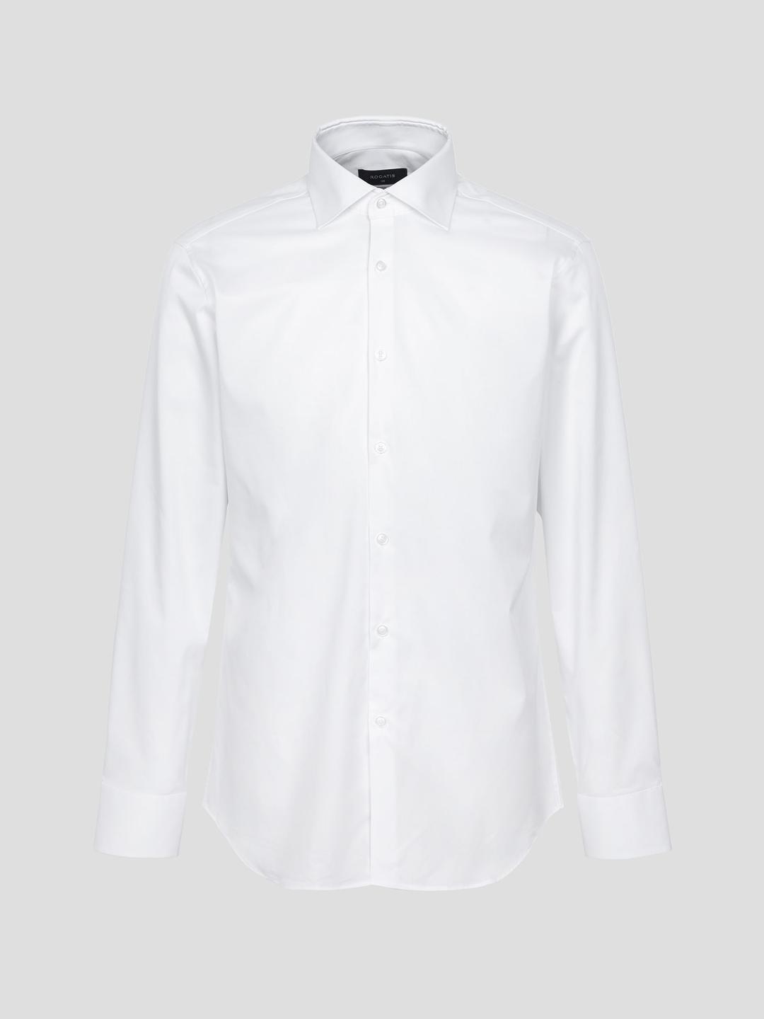 스트레치 솔리드 슬림핏 셔츠 - 화이트
