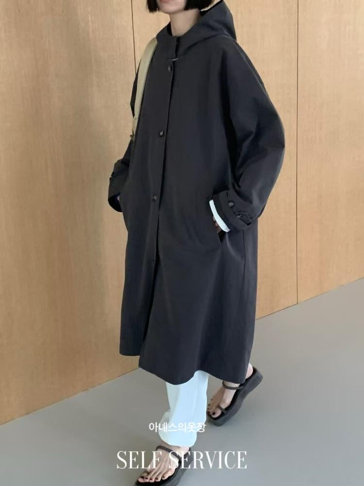 25ss 셀프서비스 후드 트렌치 코트
