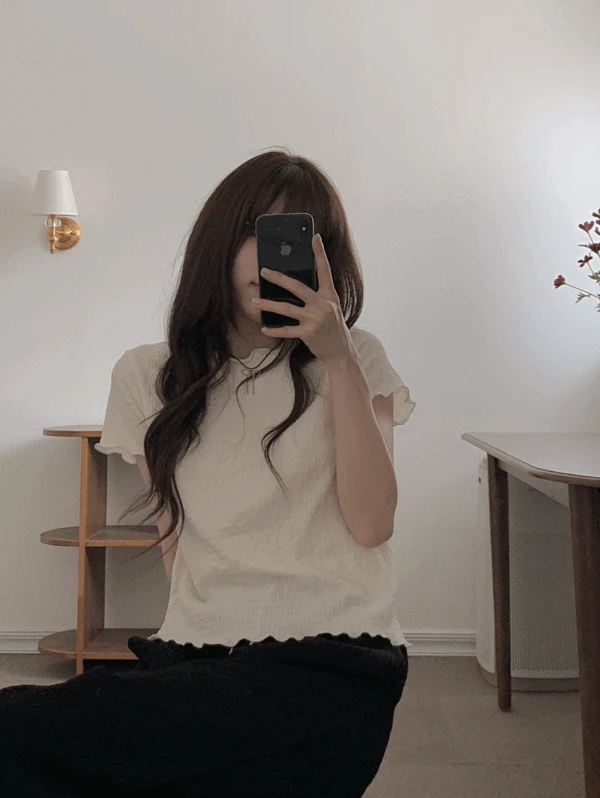 란디에 링클 물결 반팔티