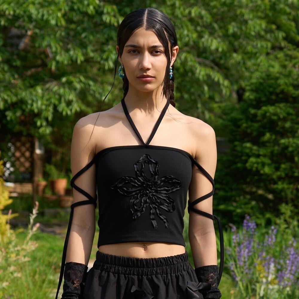 플라워 탱크탑 (BLACK)