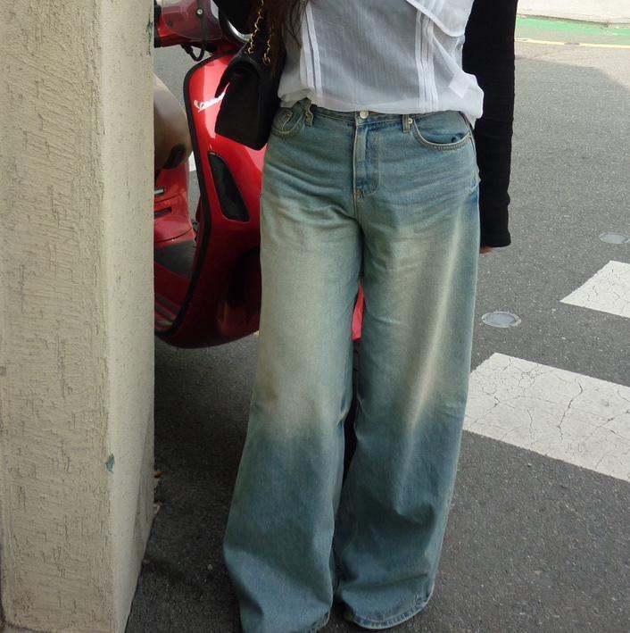하이오하이 [55size~66size추천] 빈티지 와이드 데님팬츠