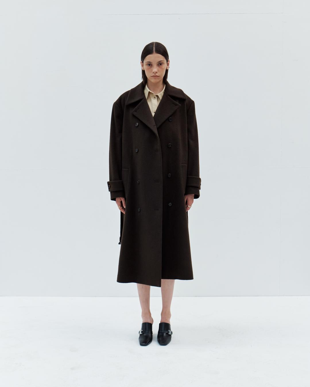 Maxi double-breasted trench coat