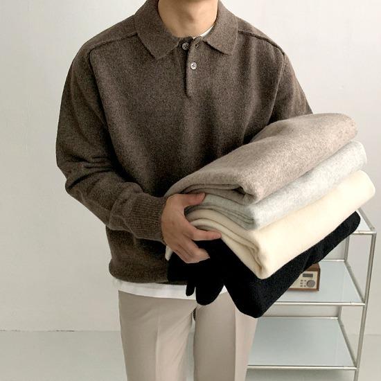 [당일발송] 캐시미어&울 투버튼 카라 니트