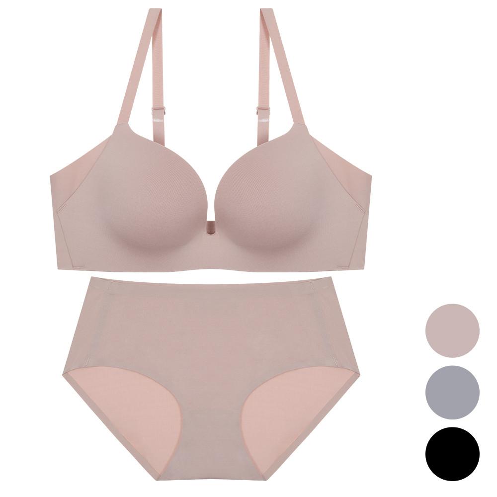 프리미엄 심플 와이드 윙 노와이어 브라팬티세트