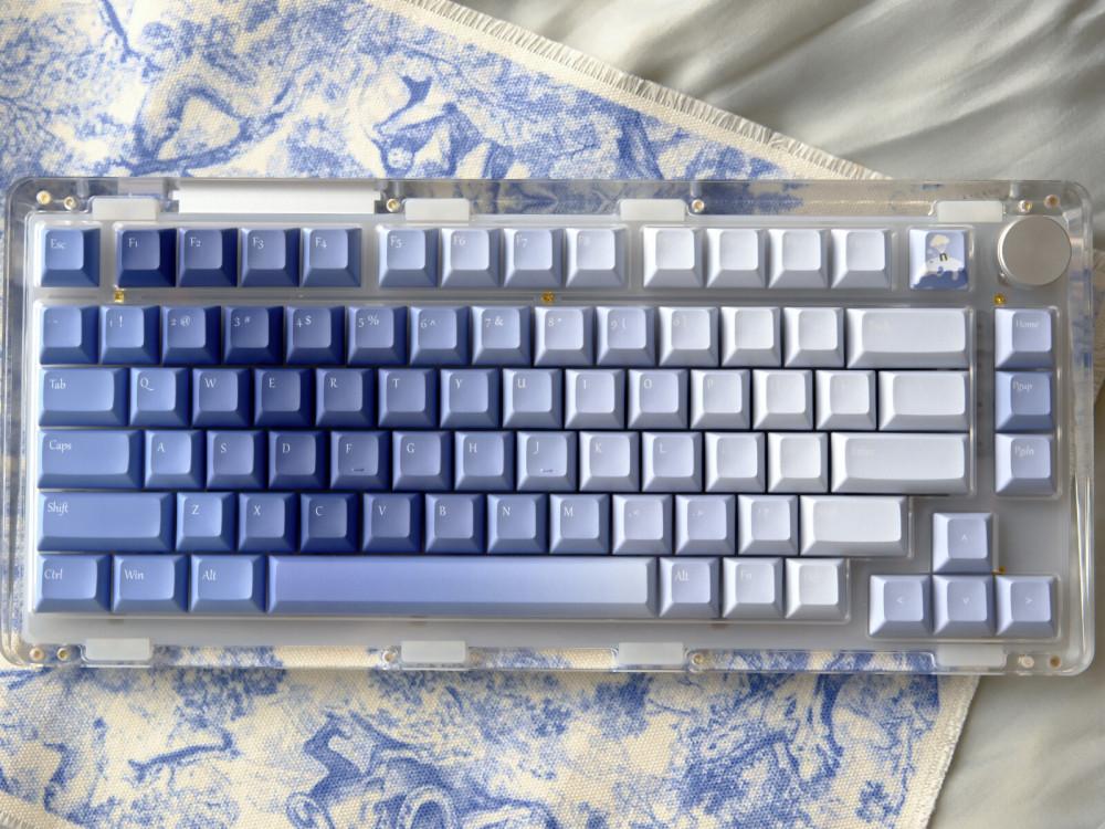 플라이투더문 바이올렛 그라데이션 디자인 KCA PBT 키캡 한성 레오폴드 키보드