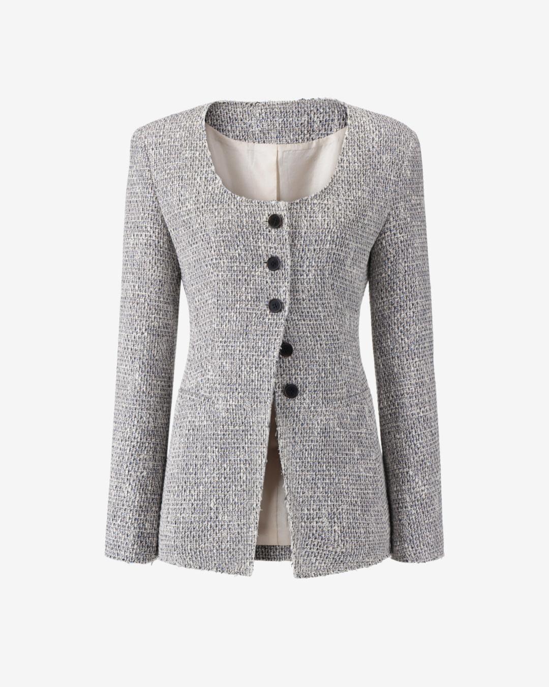 SCOOP NECK SLIM FIT JACKET_BLUE